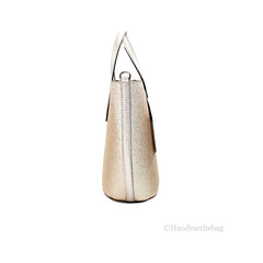 Kate Spade Glimmer Small Gold Glitter Fabric Satchel Bag